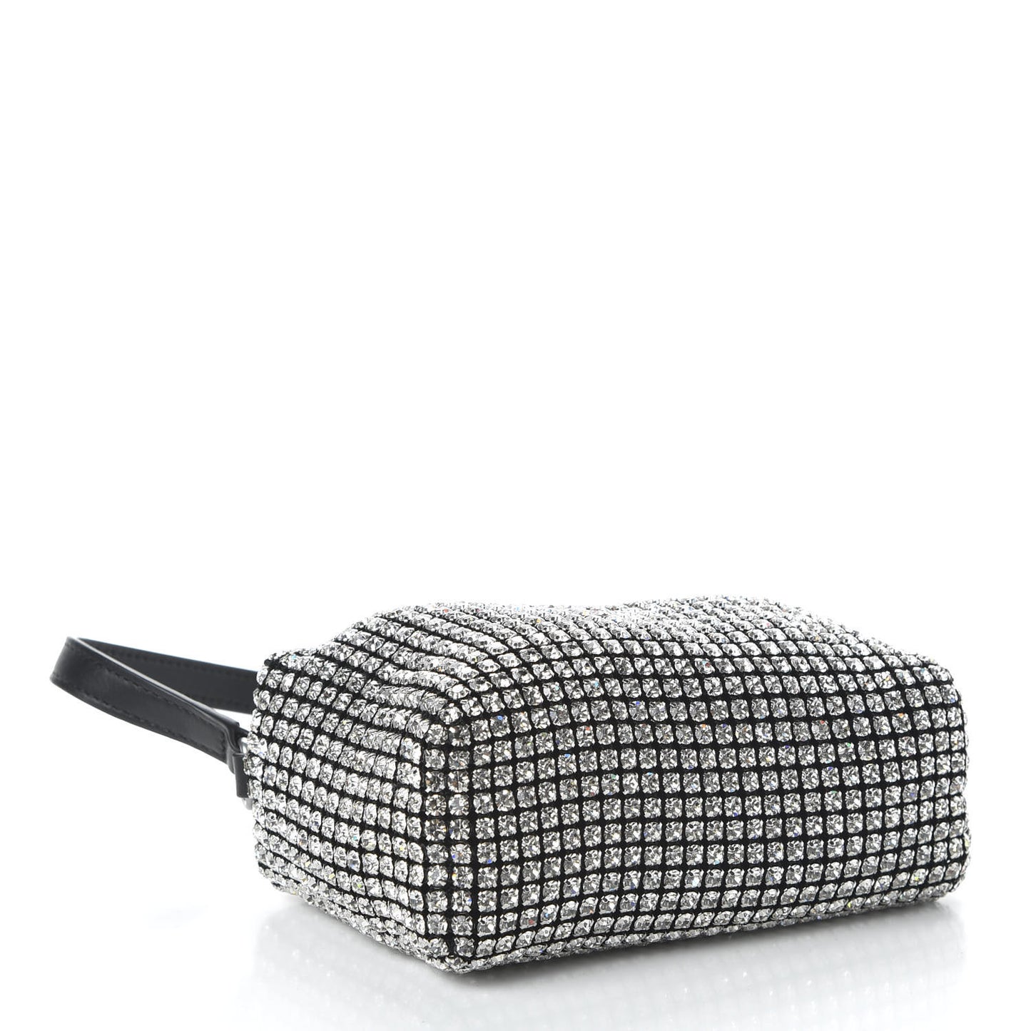 Mesh Crystal Rhinestone Mini Heiress Pouch Black Silver