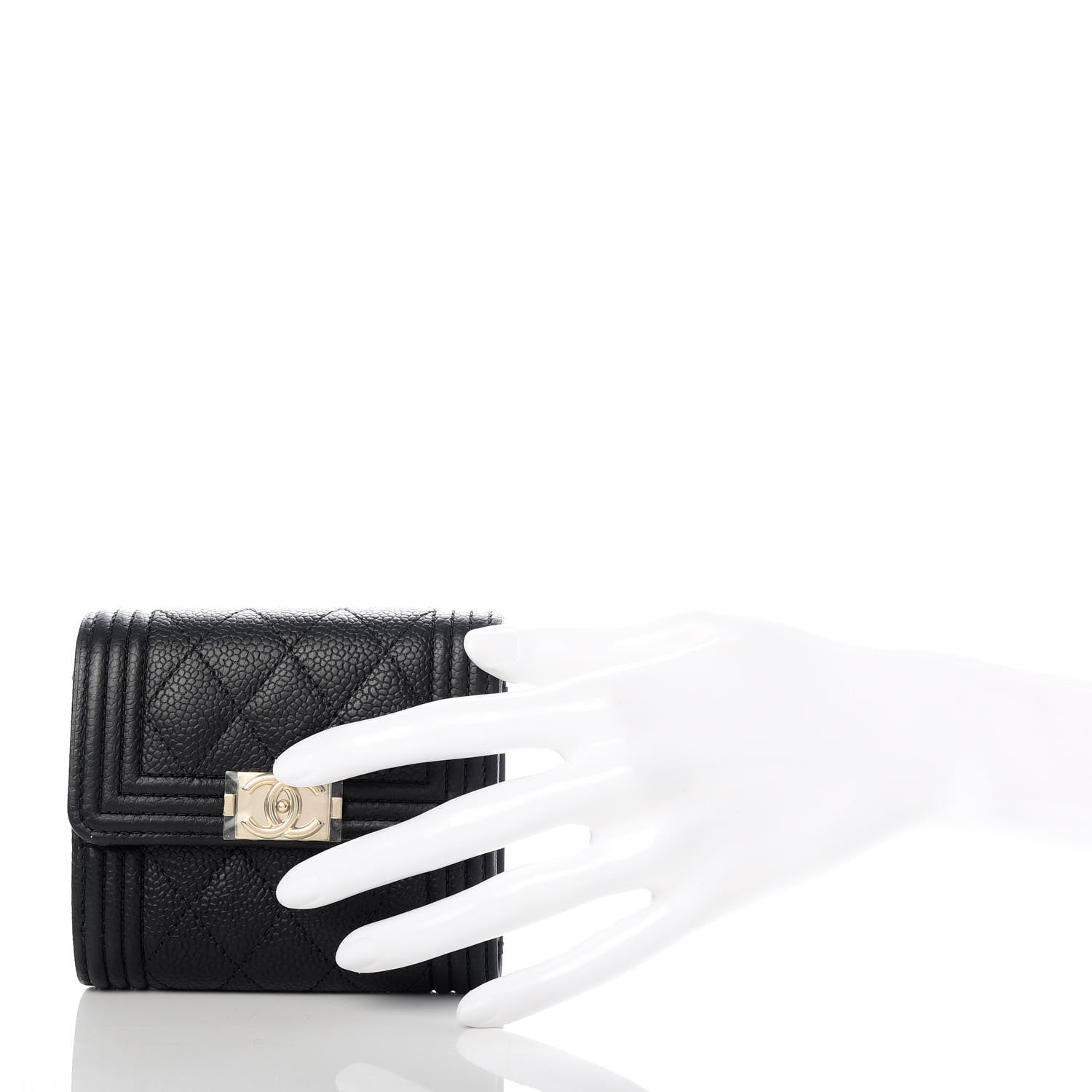 Chanel Caviar Quilted Compact Boy Wallet Black 2 of 8