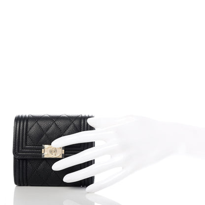 Chanel Caviar Quilted Compact Boy Wallet Black 2 of 8