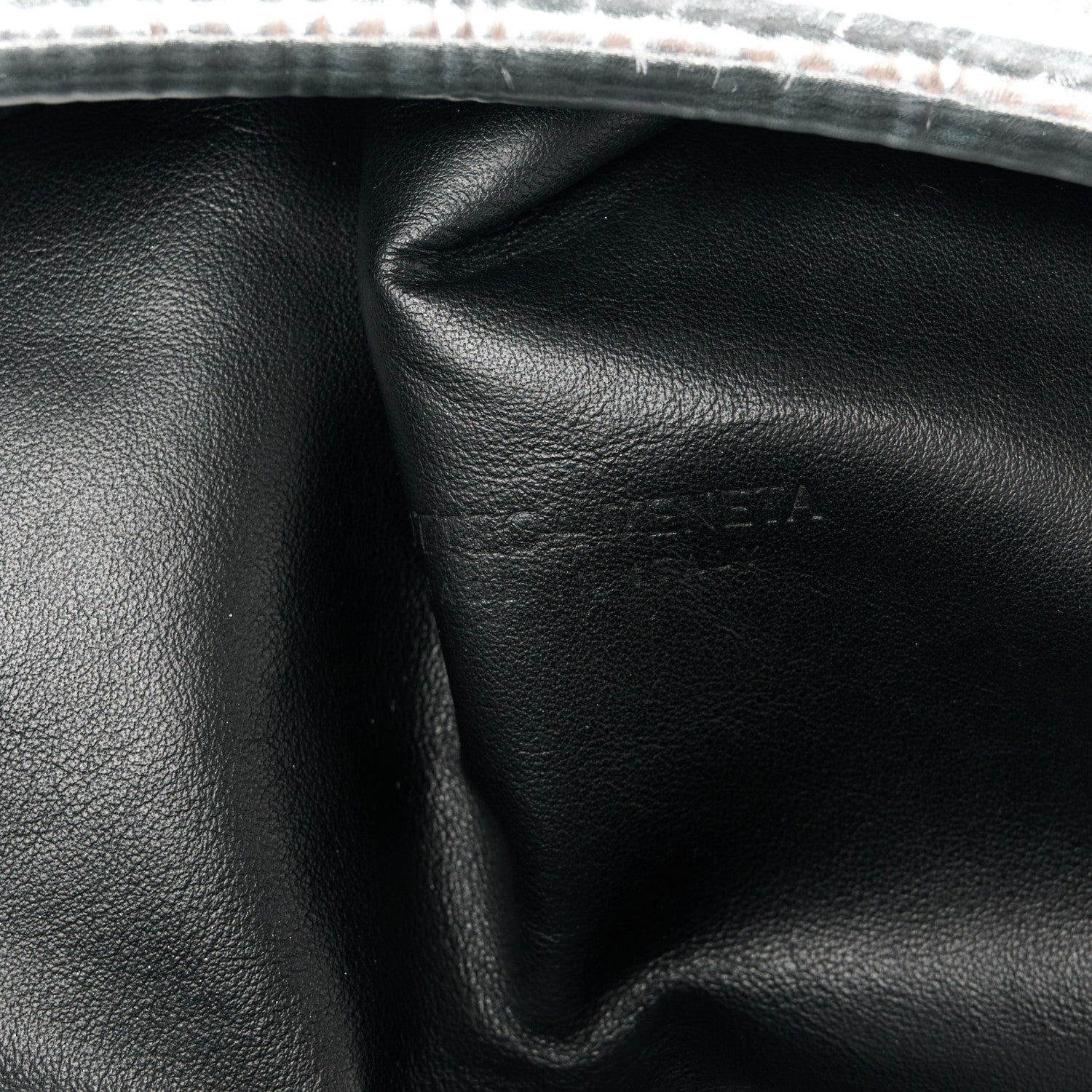 Bottega Veneta Metallic Bark Calfskin Embossed The Pouch Oversized Clutch Silver 6 of 10