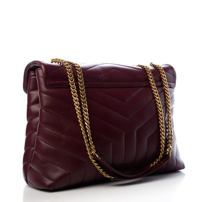 Saint Laurent Calfskin Y Quilted Monogram Medium Loulou Chain Satchel Rouge Legion 3 of 10