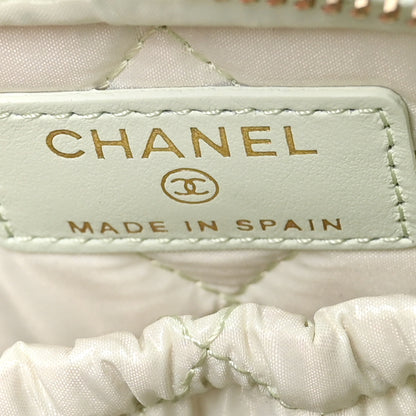 Chanel Caviar Quilted Small Curvy Pouch Cosmetic Case Light Green 6 of 8