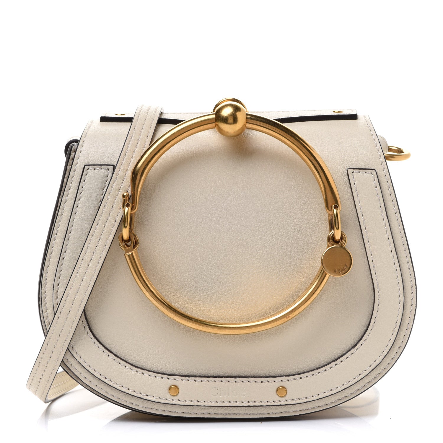 Chloe Calfskin Suede Small Nile Bracelet Bag Off White 1 of 13