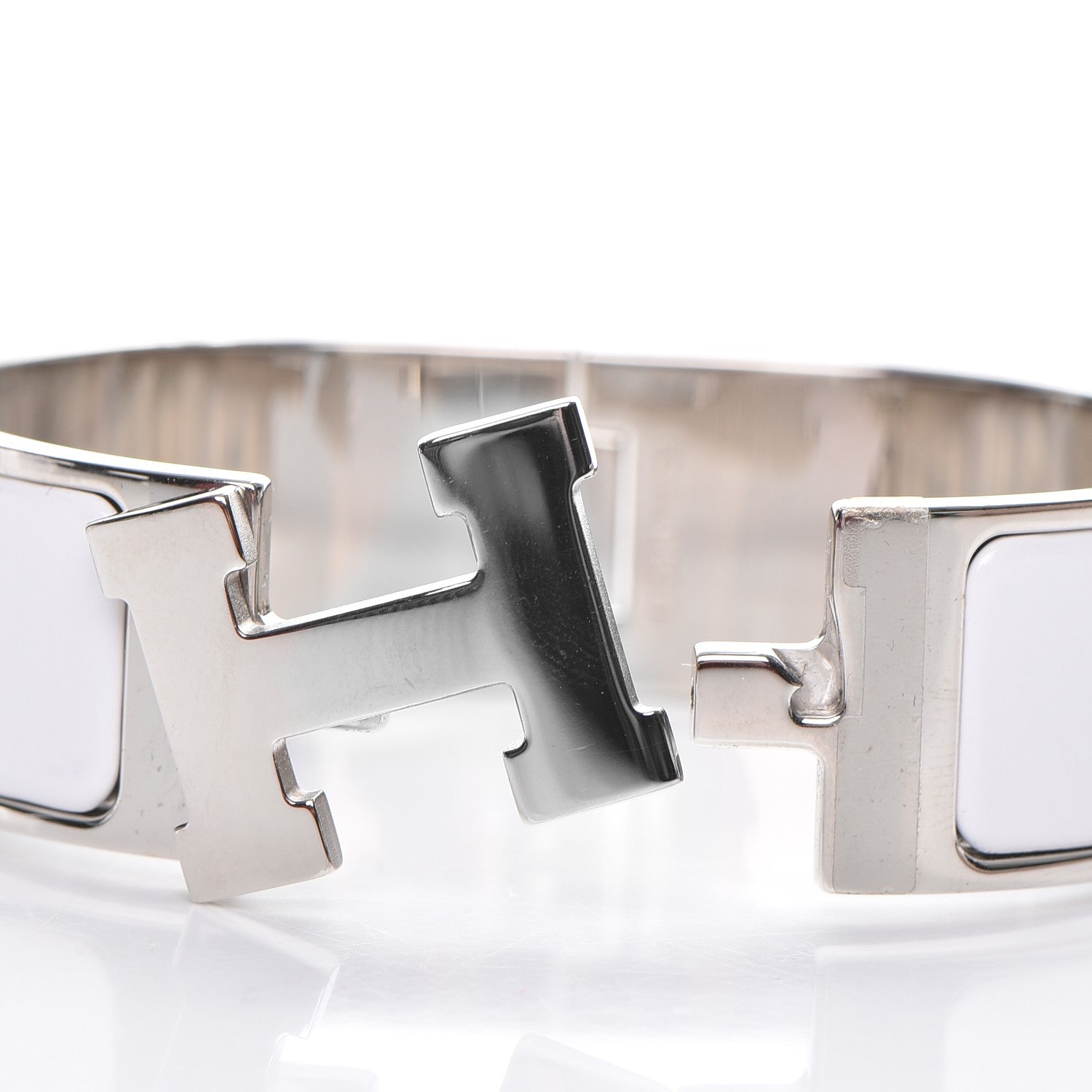 Hermes Enamel Wide Clic Clac H Bracelet GM White 5 of 5