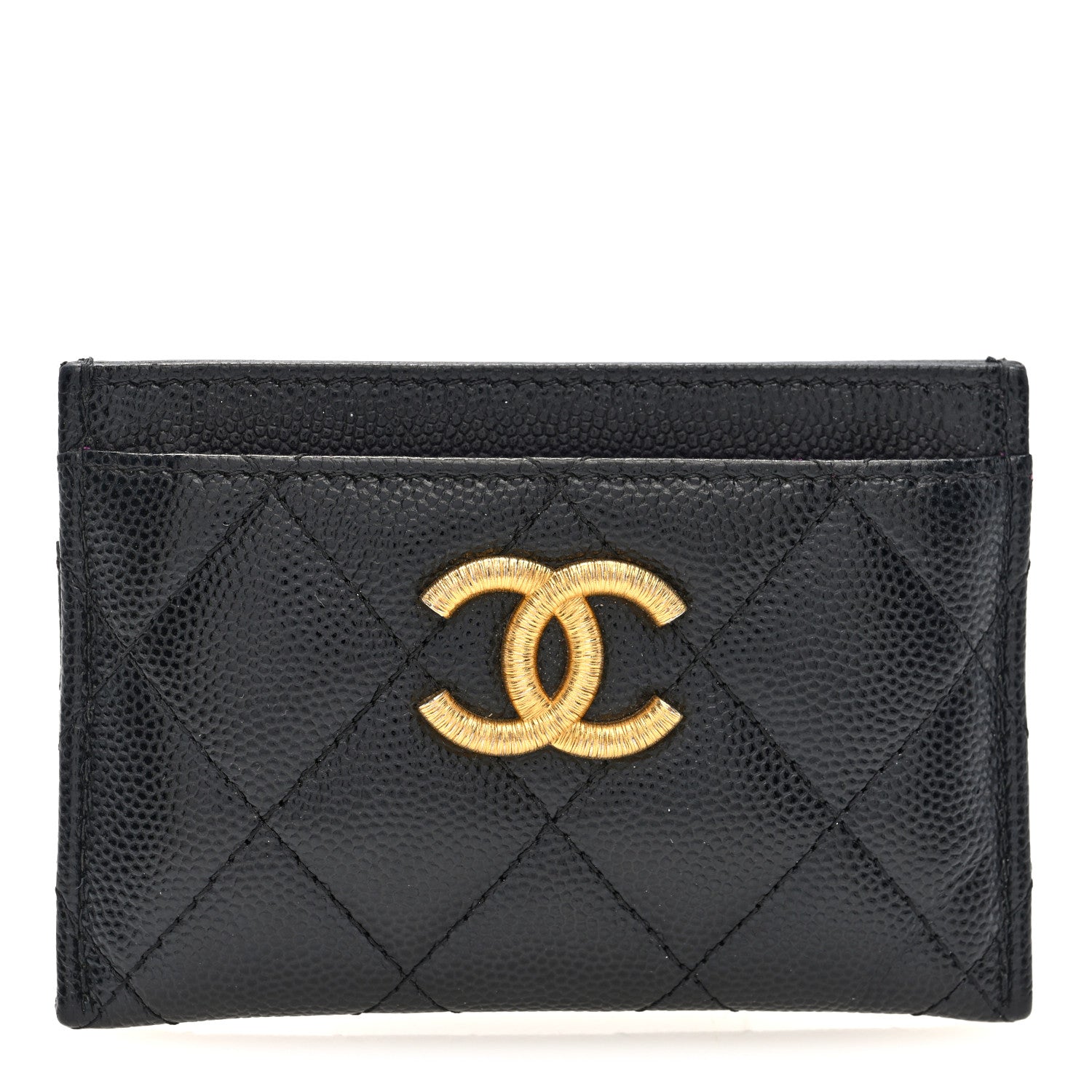 Chanel Caviar Quilted Textured CC Card Holder Black 1 of 8