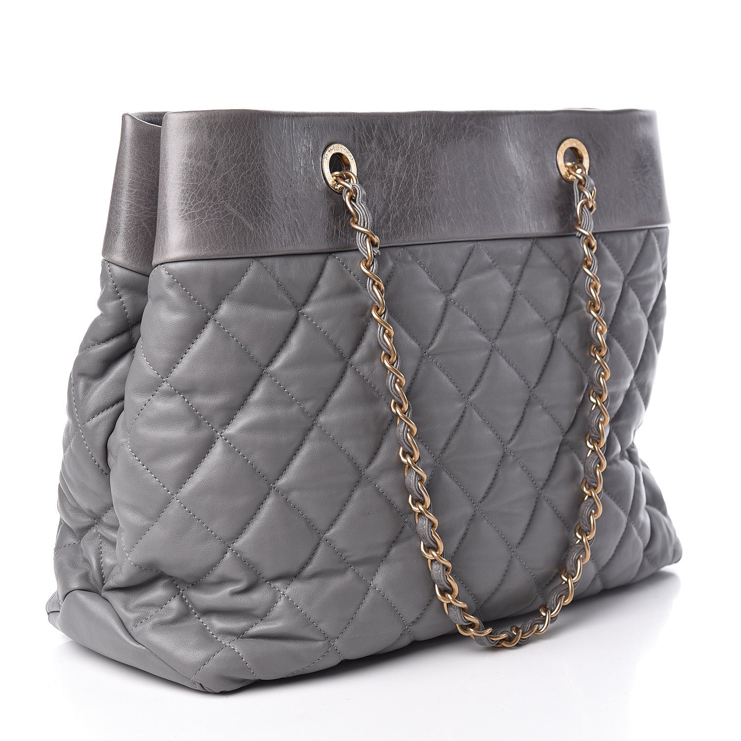 Chanel Calfskin Quilted Large Soft Elegance Tote Grey 3 of 12