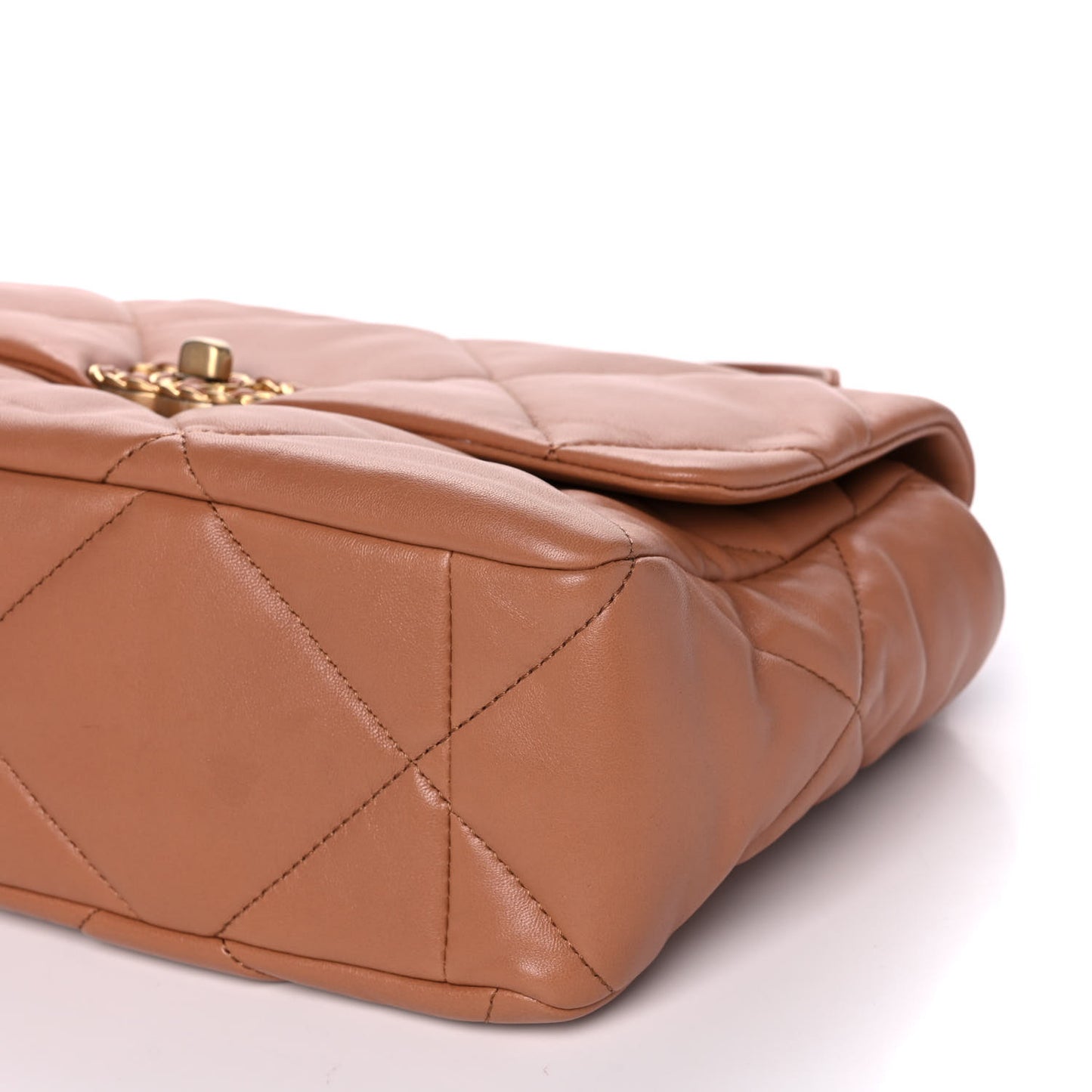 Lambskin Quilted Large Chanel 19 Flap Brown