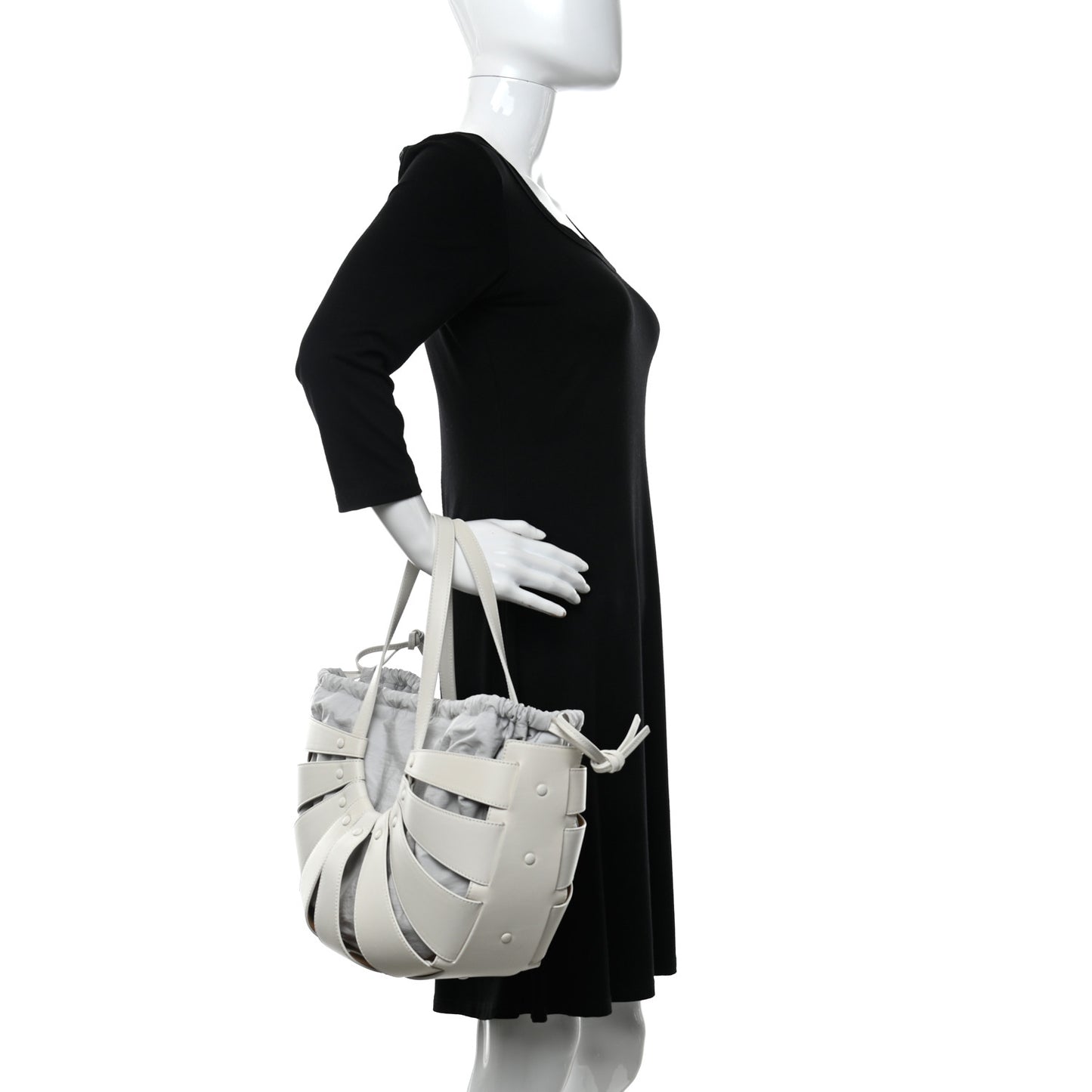 French Calfskin Shell Bag White Frost
