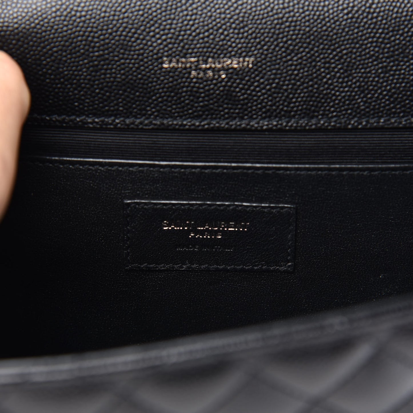 Grain De Poudre Textured Mixed Matelasse Triquilt Medium Monogram Satchel Black