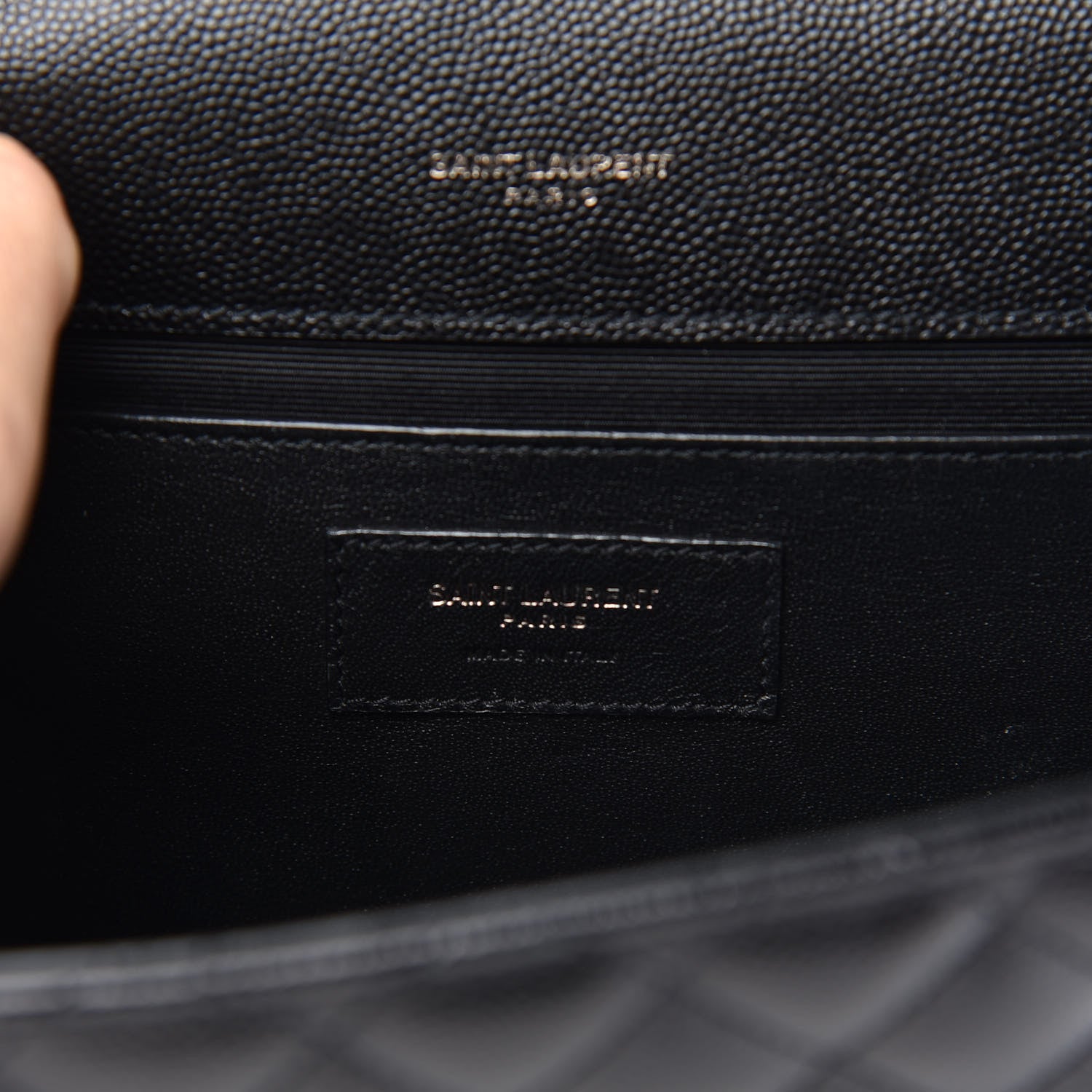 Saint Laurent Grain De Poudre Textured Mixed Matelasse Triquilt Medium Monogram Satchel Black 6 of 12