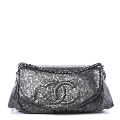 Chanel Metallic Caviar Half Moon Wallet On Chain WOC Dark Silver 1 of 12