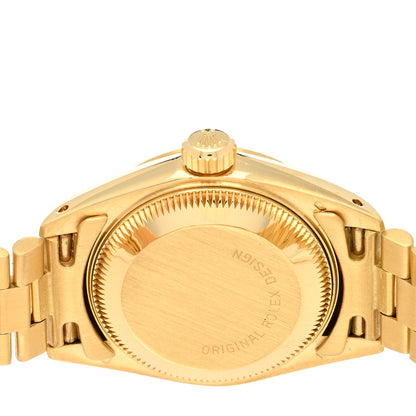 Rolex 18K Yellow Gold 26mm Oyster Perpetual Datejust President Watch Linen 69178 4 of 6