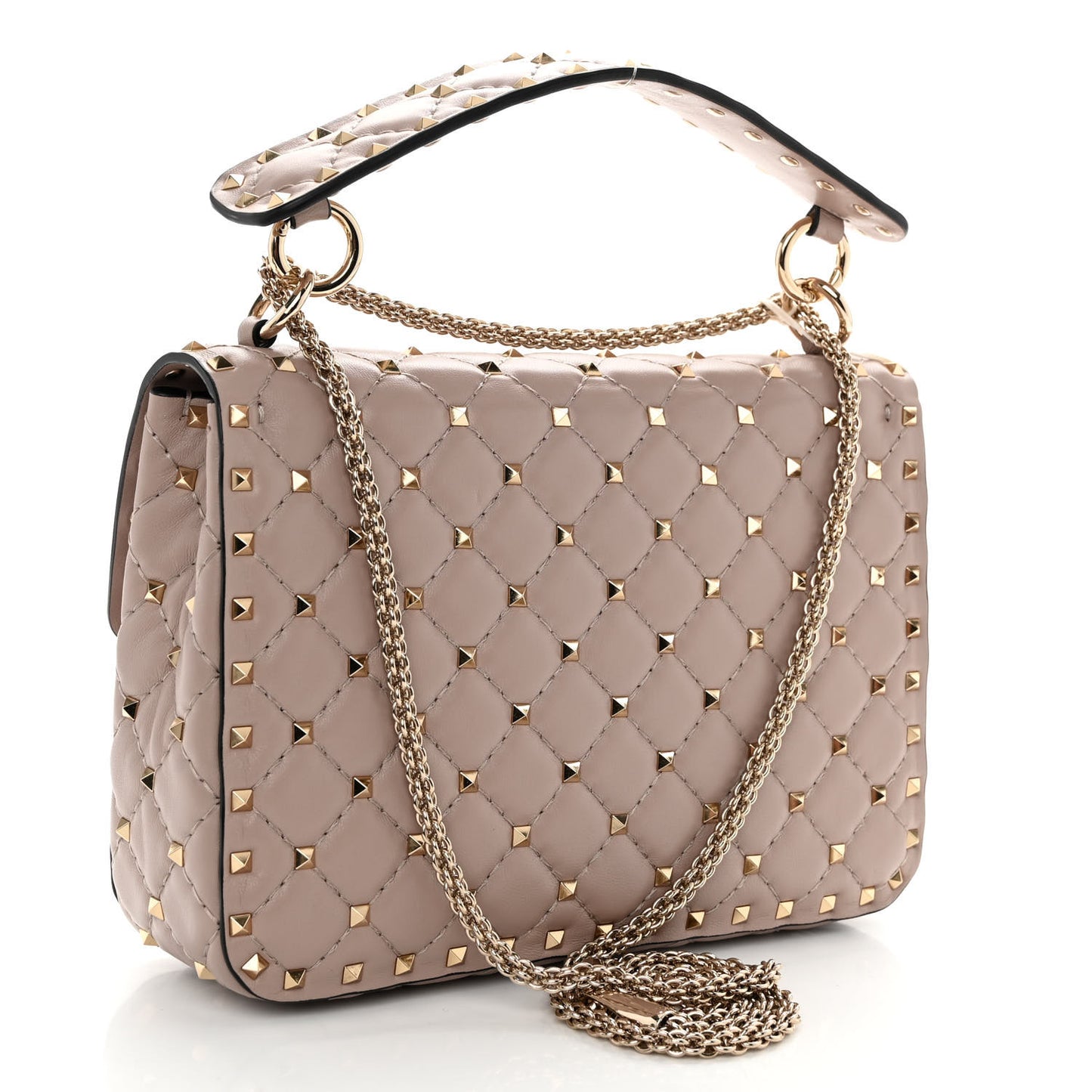 Nappa Medium Rockstud Spike Shoulder Bag Poudre