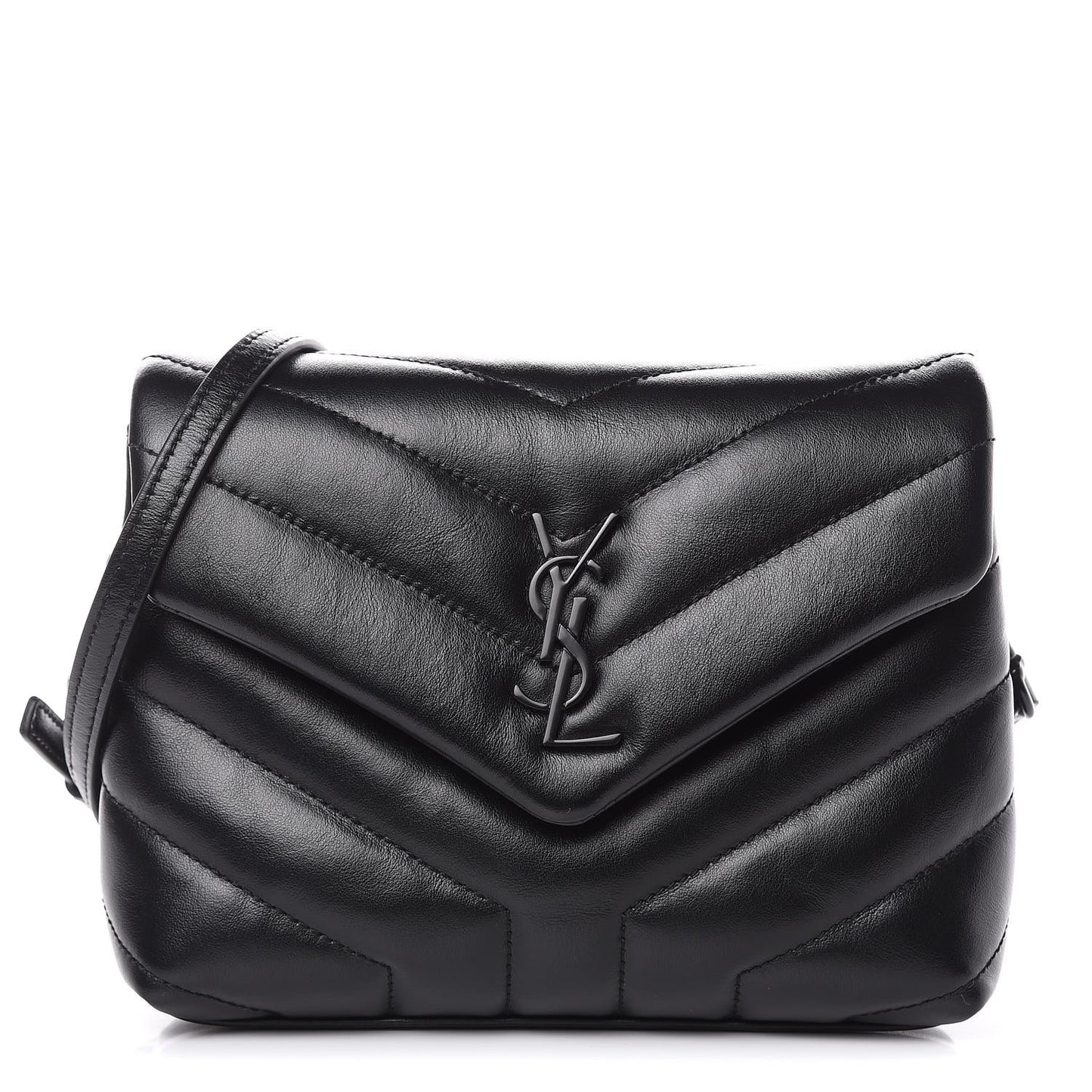 Calfskin Y Quilted Monogram Toy Loulou Crossbody Bag Black