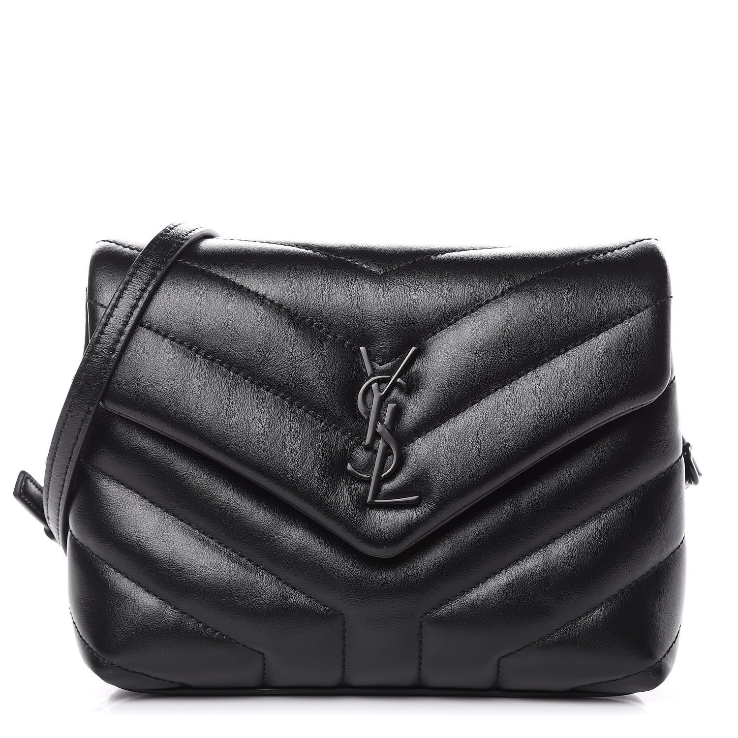 Saint Laurent Calfskin Y Quilted Monogram Toy Loulou Crossbody Bag Black 1 of 14
