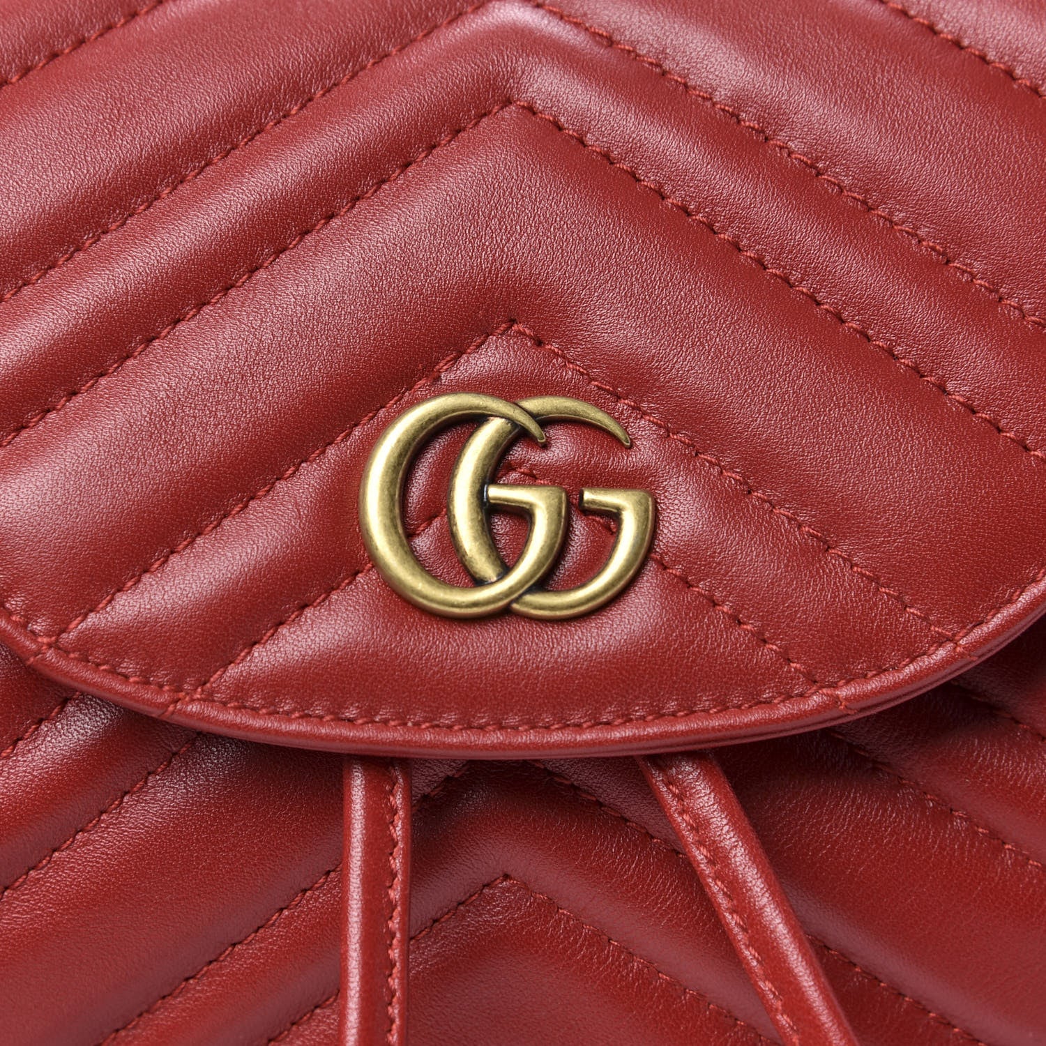 Gucci Calfskin Matelasse GG Marmont Flap Backpack Hibiscus Red 10 of 11