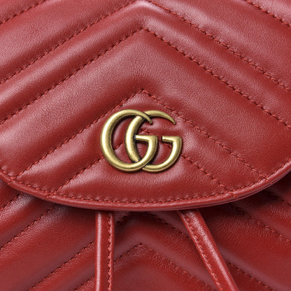 Gucci Calfskin Matelasse GG Marmont Flap Backpack Hibiscus Red 10 of 11