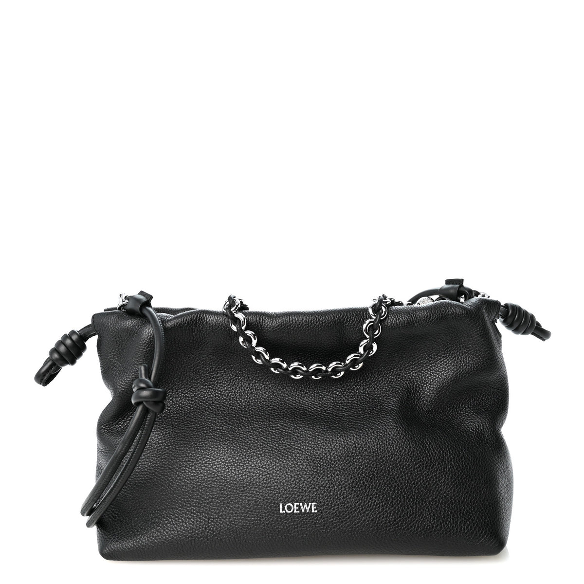 Mellow Nappa Medium Donut Chain Flamenco Knot Clutch Black