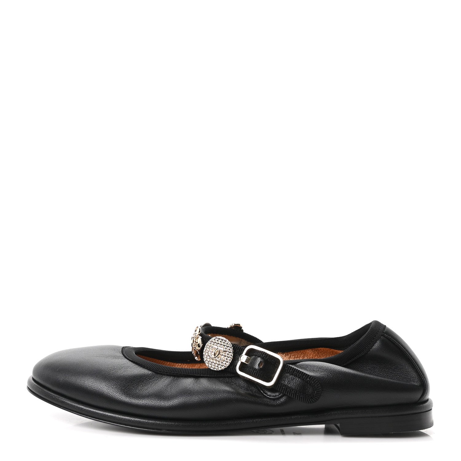 Chanel Lambskin Charm Mary Jane Flats 36.5 Black 1 of 8