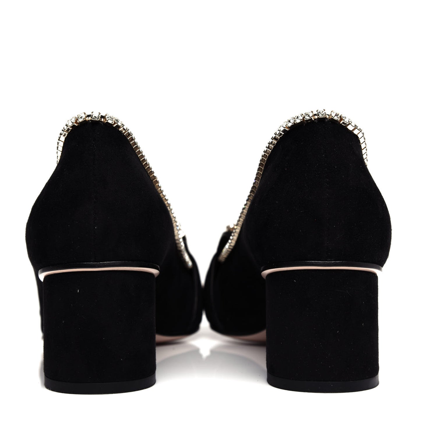 Kid Scamosciato Crystal GG Marmont Fringe 50mm Loafer Pumps 37.5 Black