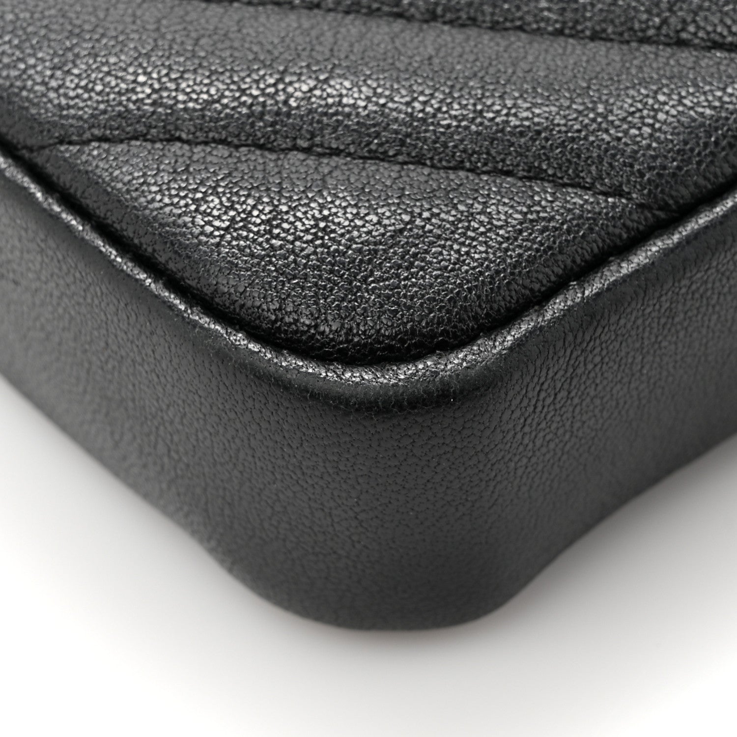 Chanel Metallic Sheepskin Chevron Quilted Small Vintage Mademoiselle Clutch With Chain Black 14 of 16