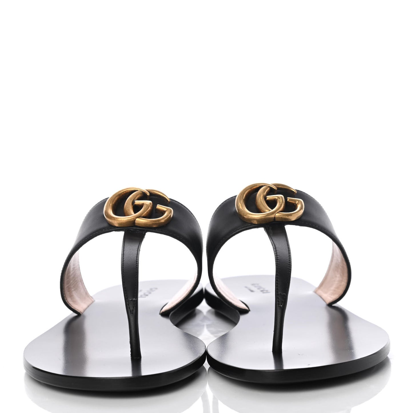 Calfskin GG Marmont Thong Sandals 38.5 Black