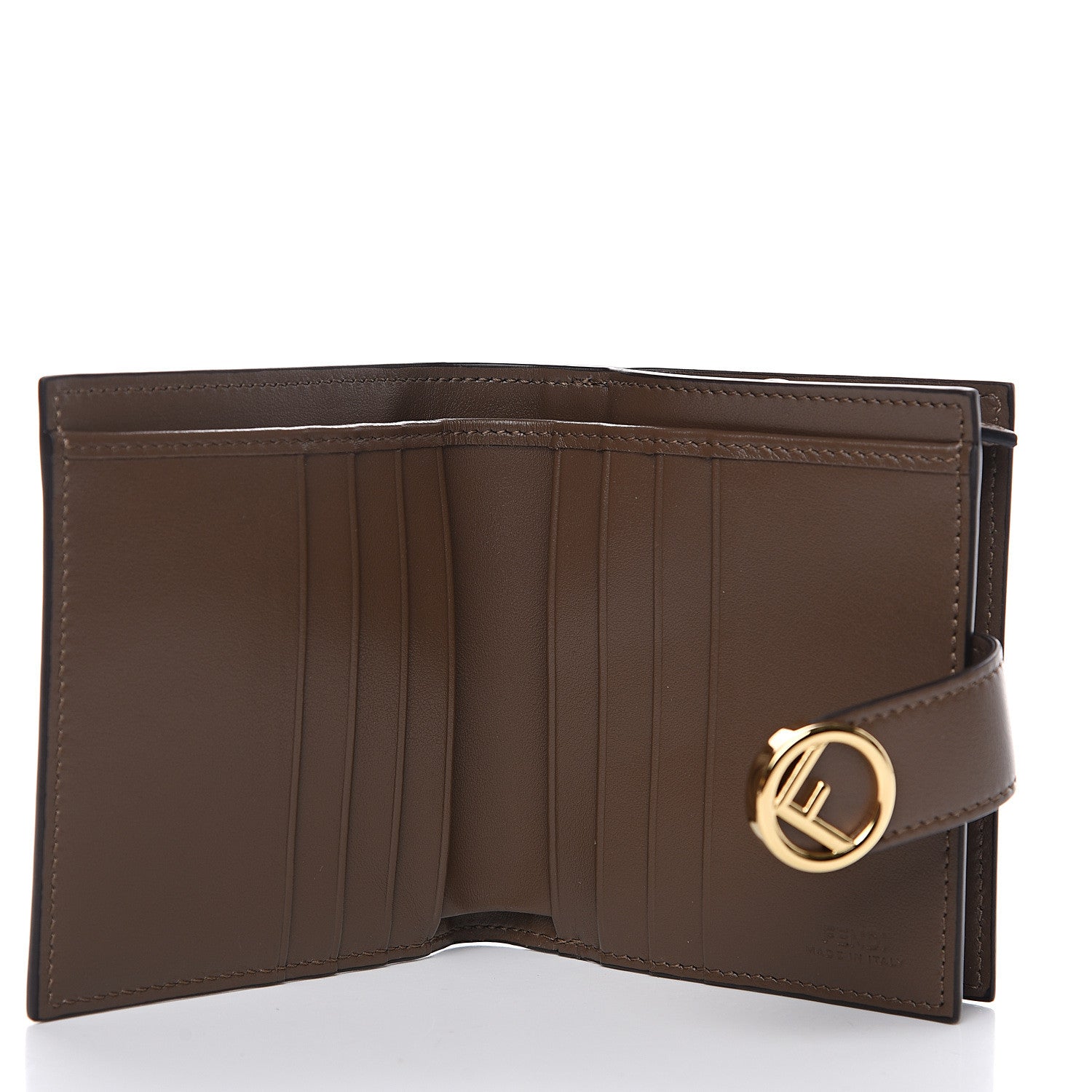 Fendi Vitello Soft F is Fendi Bi-Color FF 1974 Embossed Compact Wallet Maya Black 4 of 7
