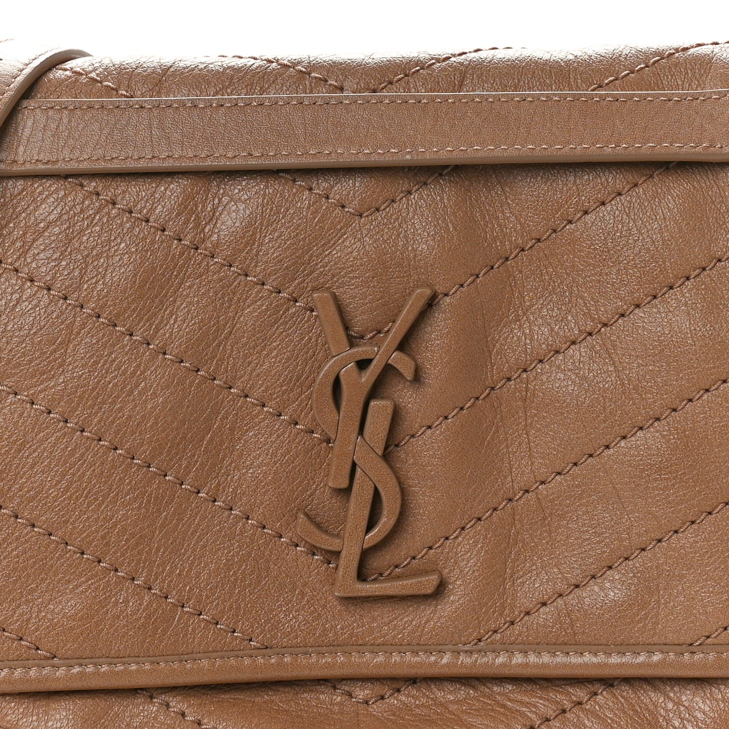 Crinkled Calfskin Matelasse Monogram Medium Niki Chain Satchel Dark Toffee