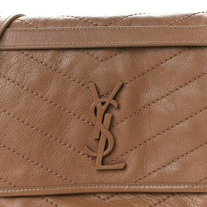 Saint Laurent Crinkled Calfskin Matelasse Monogram Medium Niki Chain Satchel Dark Toffee 9 of 11