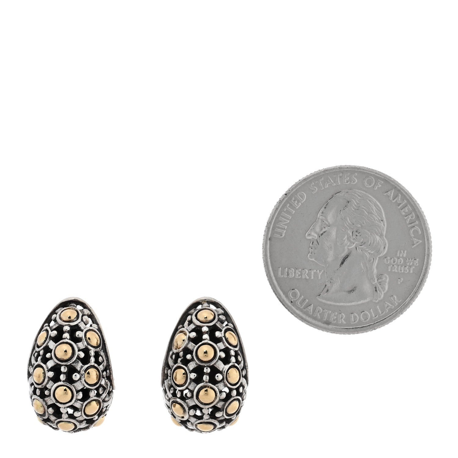 John Hardy Sterling Silver 18K Yellow Gold Jaisalmer Dot Buddha Belly Earrings 2 of 5