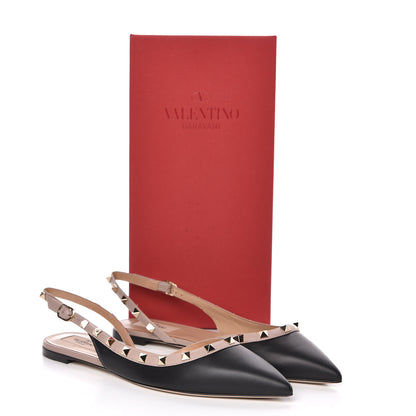 Valentino Garavani Nappa Rockstud Slingback Flats 40 Black Poudre 9 of 9