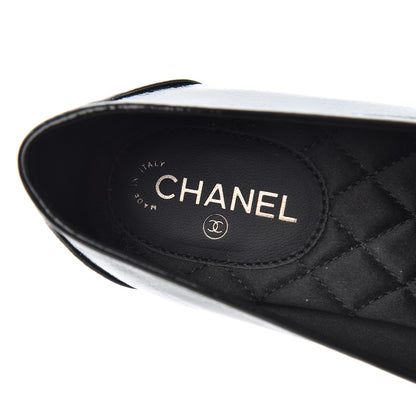 Chanel Crackled Patent Calfskin CC Mocassin Loafers 38 Black 6 of 14