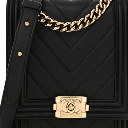 Chanel Calfskin Chrevron Quilted North South Boy Flap Black 8 of 15