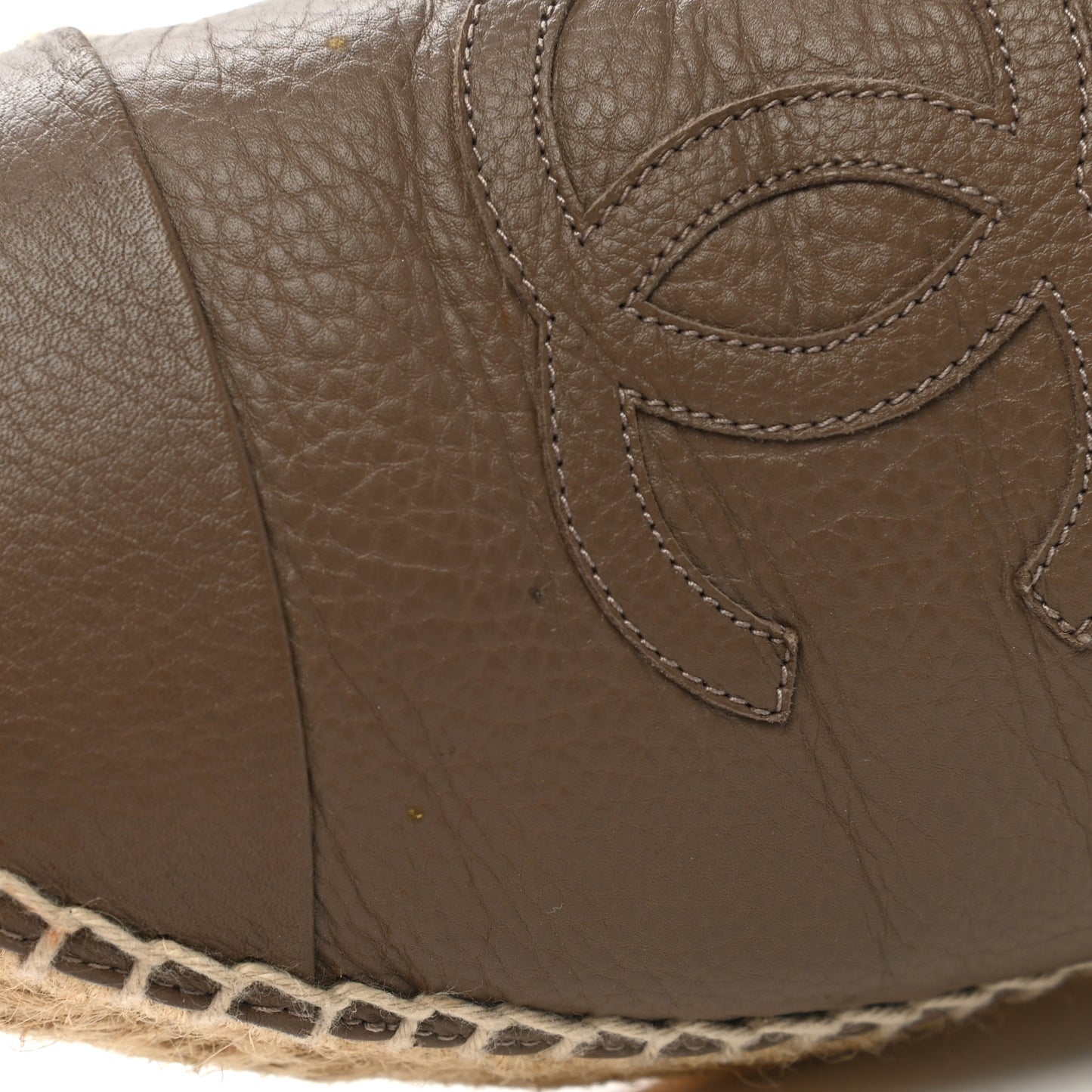 Calfskin CC Espadrille Mules 36 Dark Beige