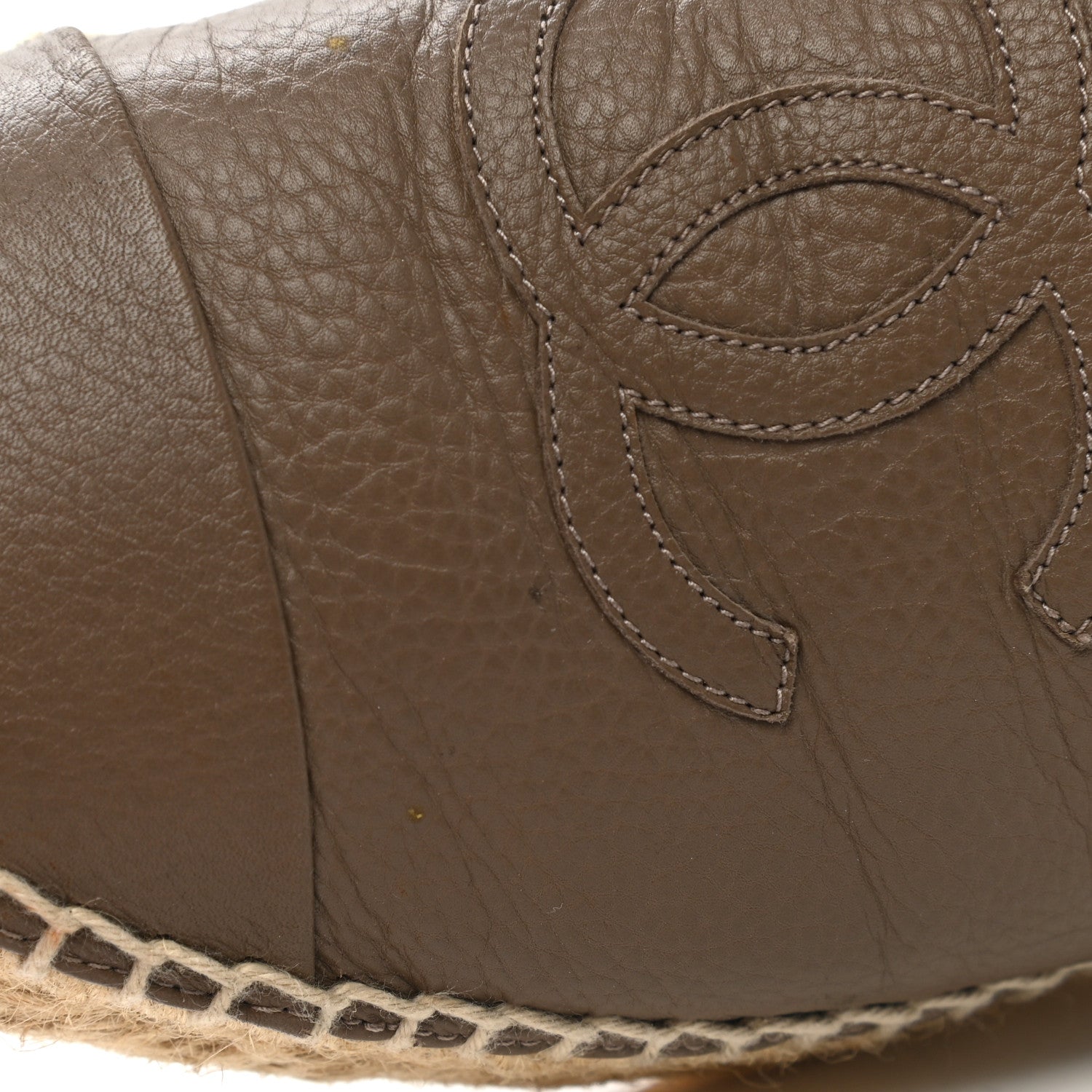 Chanel Calfskin CC Espadrille Mules 36 Dark Beige 11 of 13
