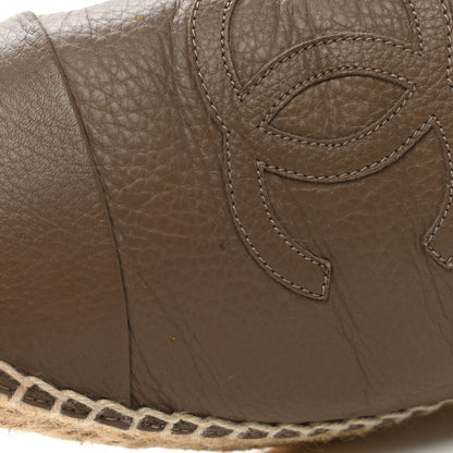 Chanel Calfskin CC Espadrille Mules 36 Dark Beige 11 of 13