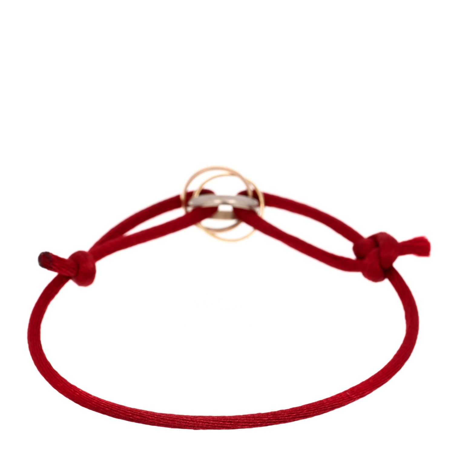 Cartier 18K Pink Yellow White Gold Trinity Cord Bracelet Red 2 of 3