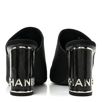 Chanel Fabric Cap Toe CC Mules 36.5 Black 4 of 13