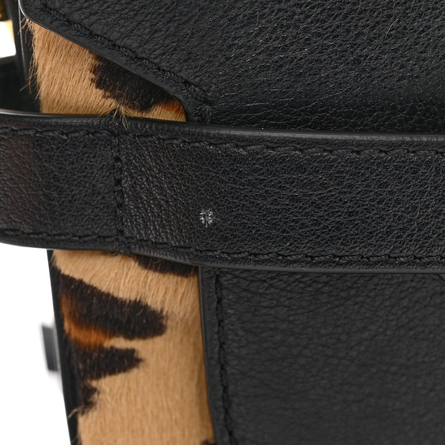 Calf Hair Leopard Print Small Classic Belted Bayswater Satchel Black