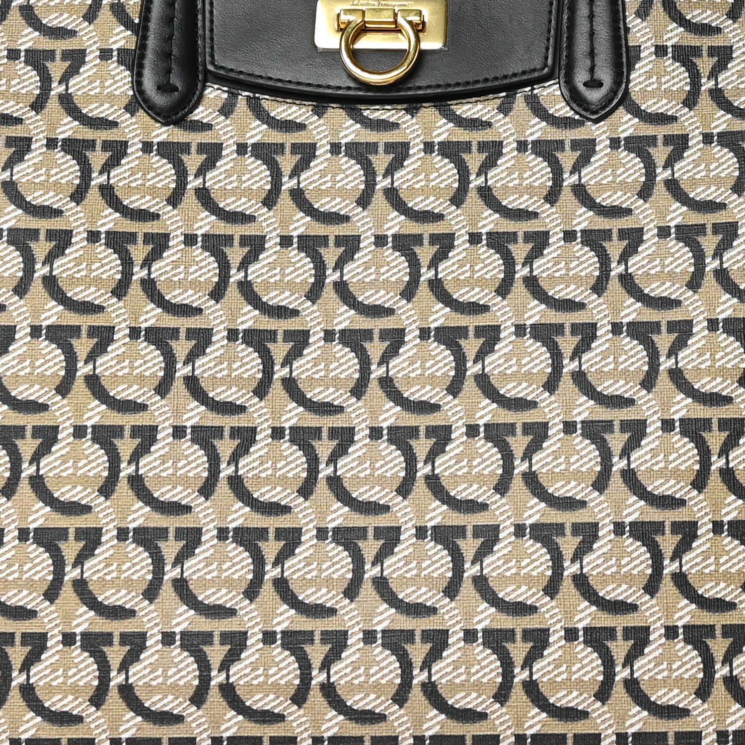 Salvatore Ferragamo Canvas Calfskin Gancini Bag Black 15 of 21
