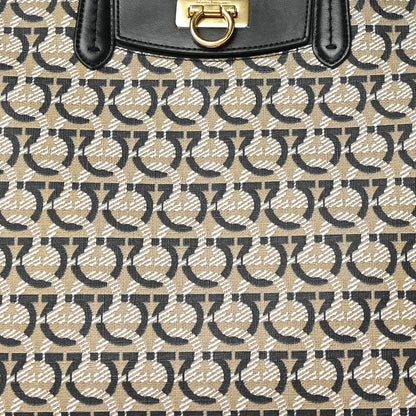 Salvatore Ferragamo Canvas Calfskin Gancini Bag Black 15 of 21