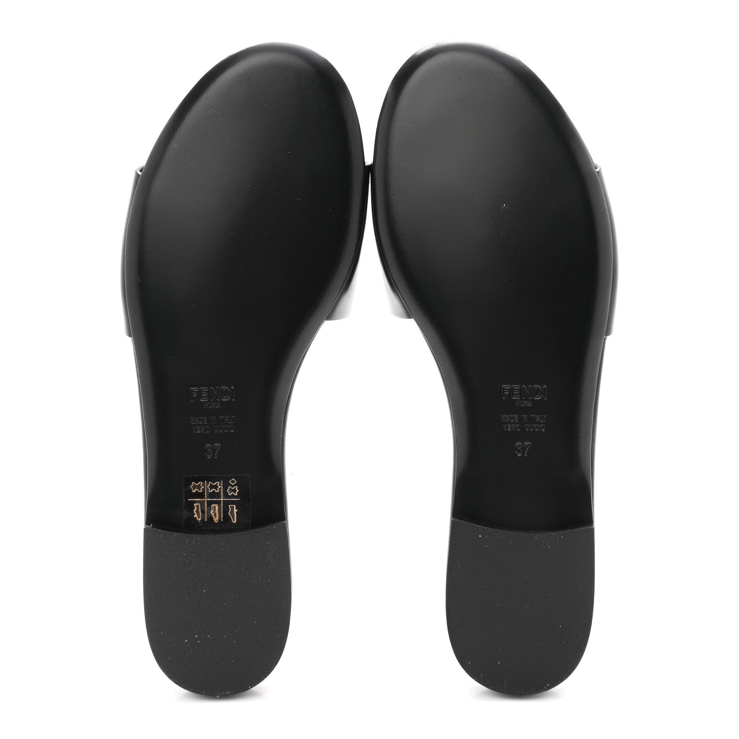 Fendi Vitello Cuoio Baguette Flat Slide Sandals 37 Black 6 of 9