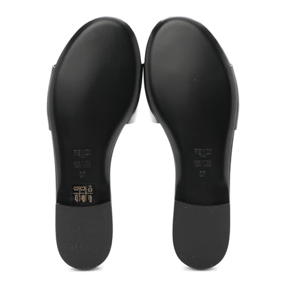 Fendi Vitello Cuoio Baguette Flat Slide Sandals 37 Black 6 of 9