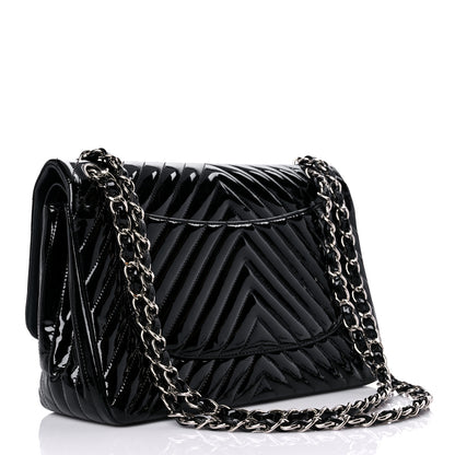 Chanel Patent Chevron Quilted Jumbo Double Flap Black 2 of 18