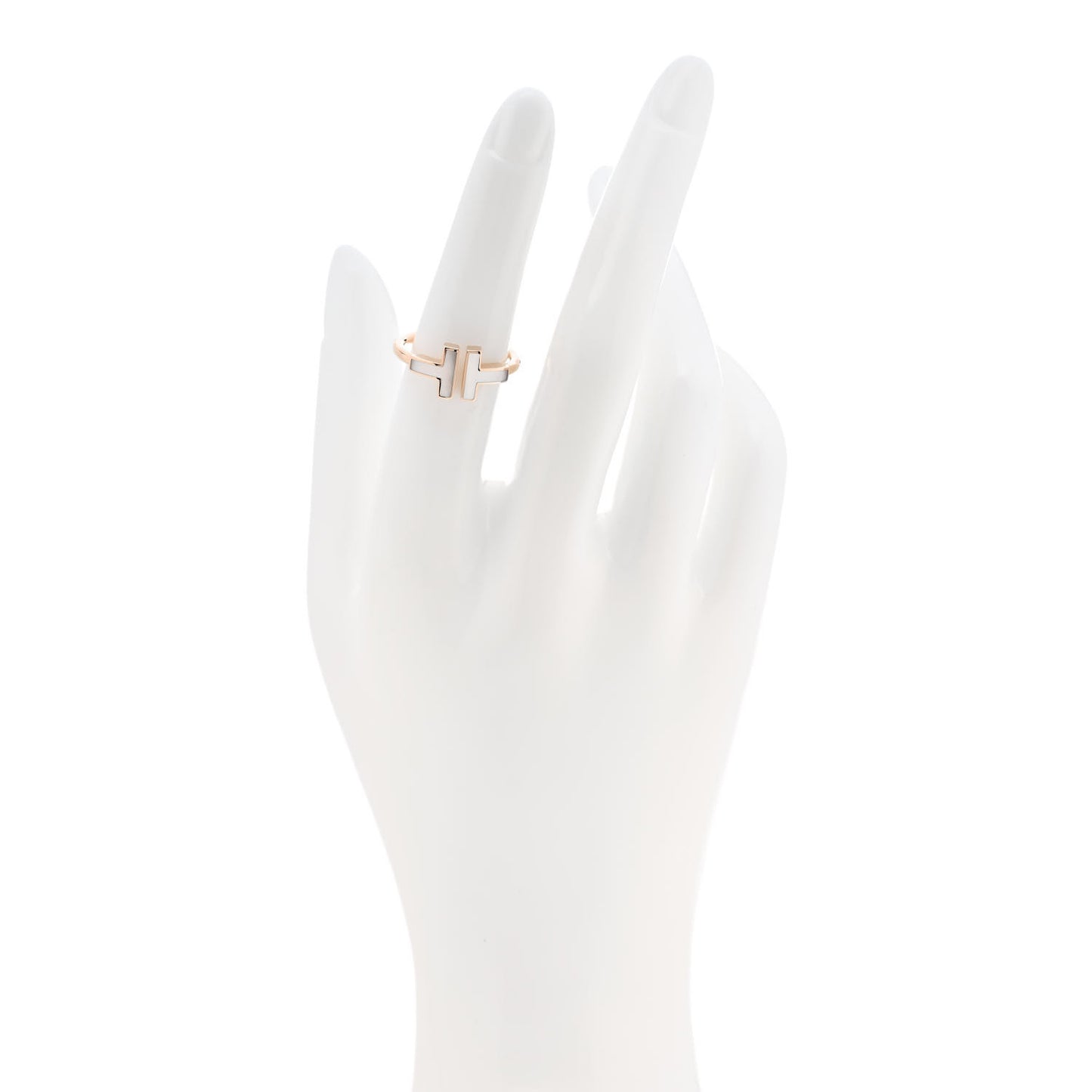 18K Rose Gold Mother of Pearl T Wire Ring 52 6