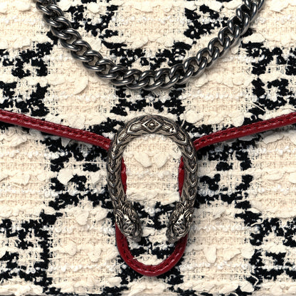 Gucci Tweed GG Monogram Mini Dionysus Chain Wallet White Black Romantic Cherry 7 of 10