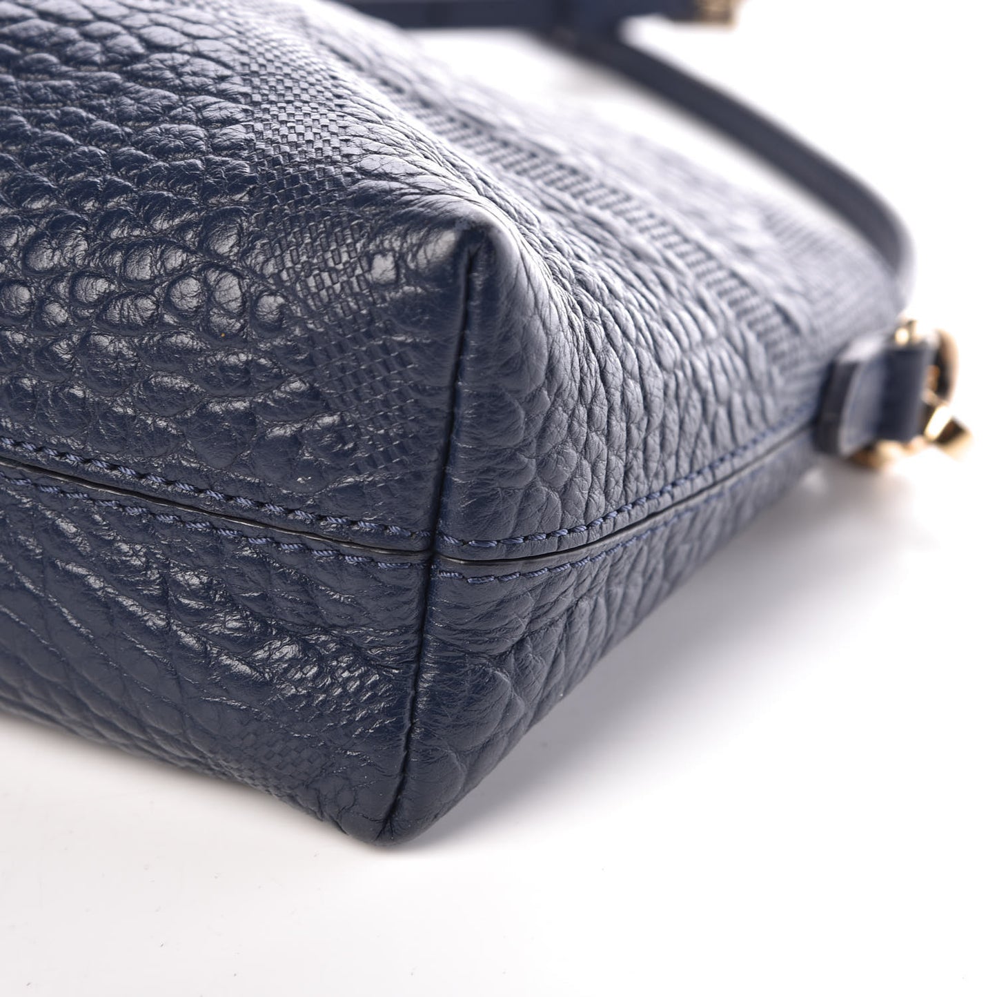 Signature Grain Calfskin Check Embossed Small Chichester Crossbody Clutch Bag Carbon Blue