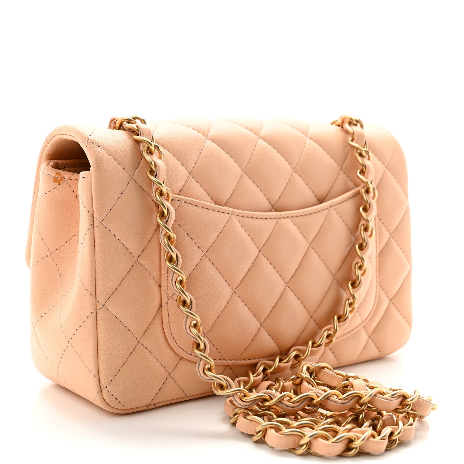 Chanel Lambskin Quilted Mini Rectangular Flap Beige 3 of 11