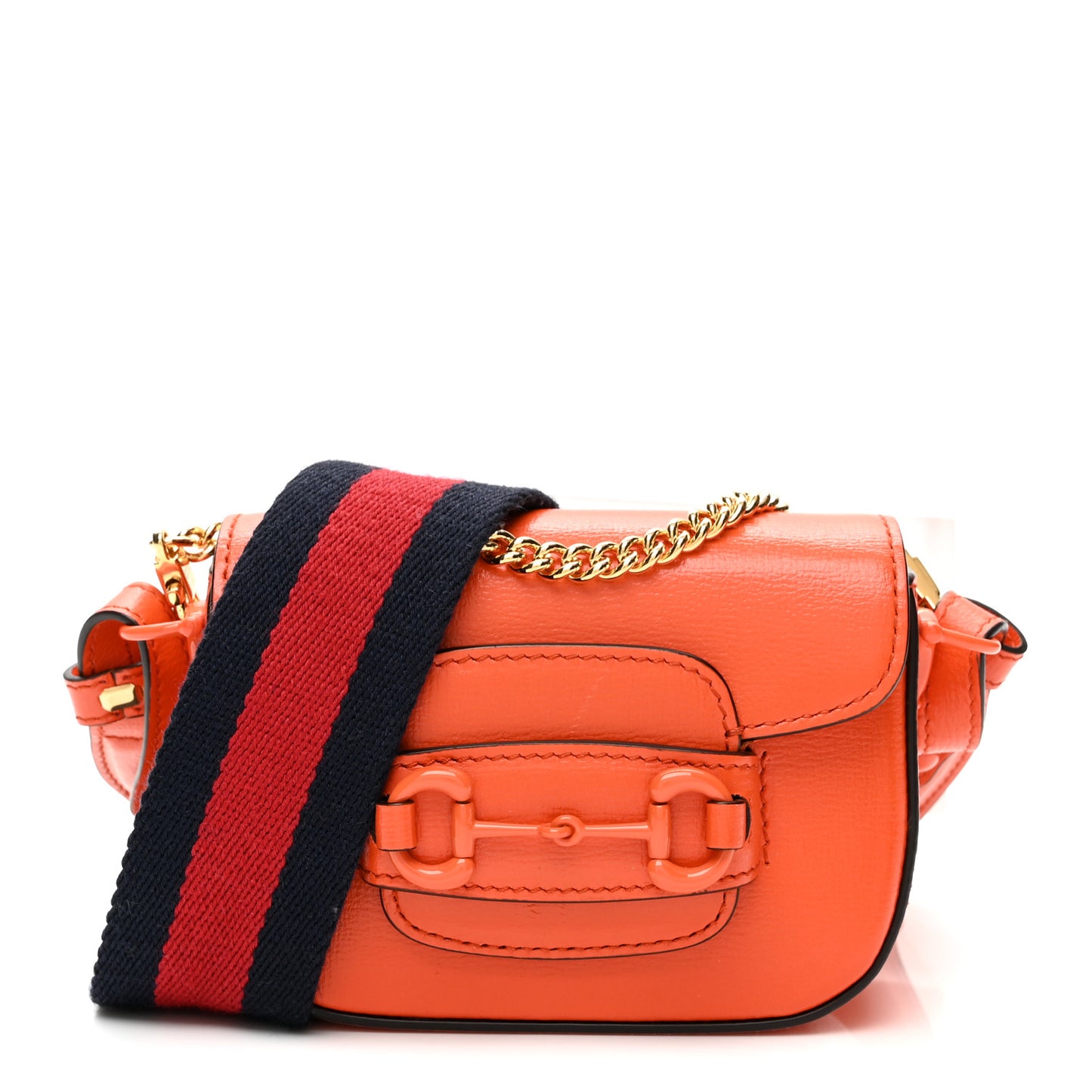 Azalea Calfskin Web Monochrome Horsebit 1955 Wallet On Strap Orange
