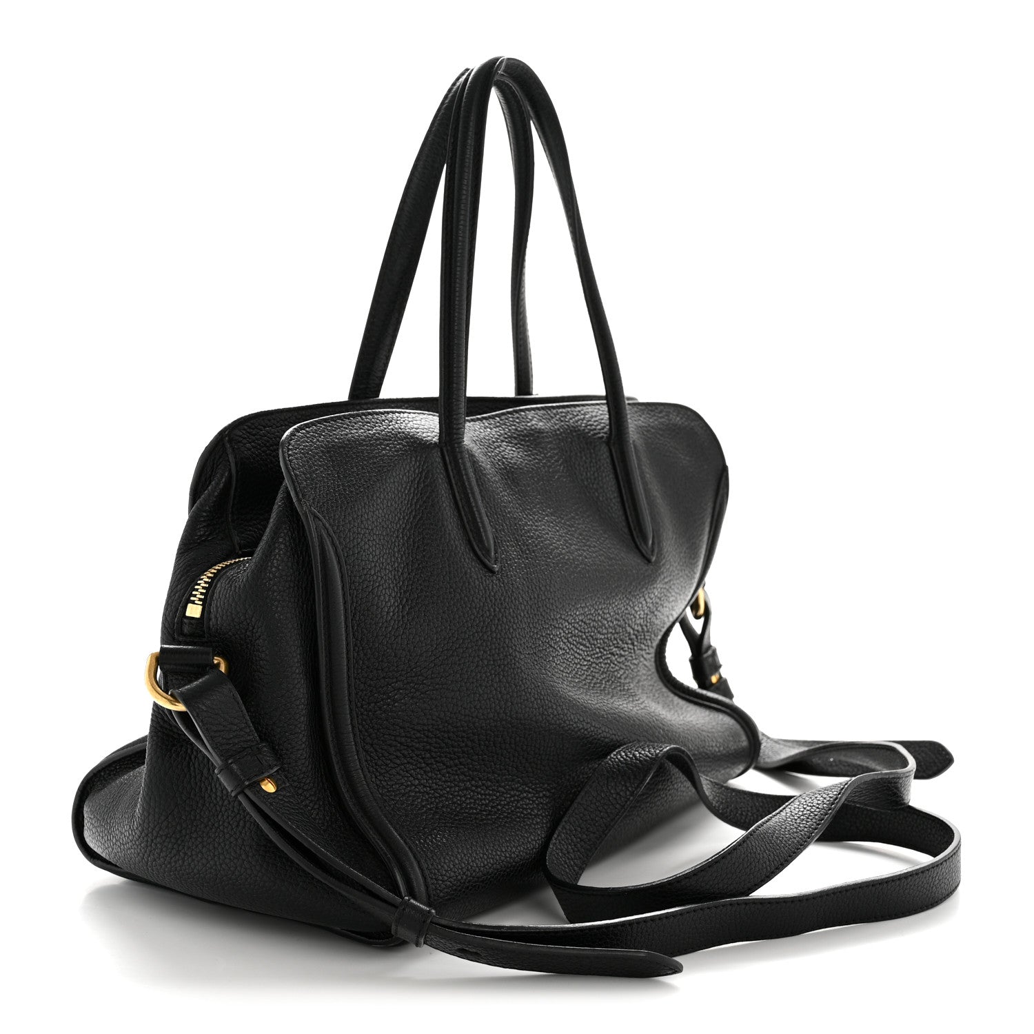 Alexander McQueen Pebbled Calfskin Small Skull Padlock Zip Around Tote Black 3 of 14